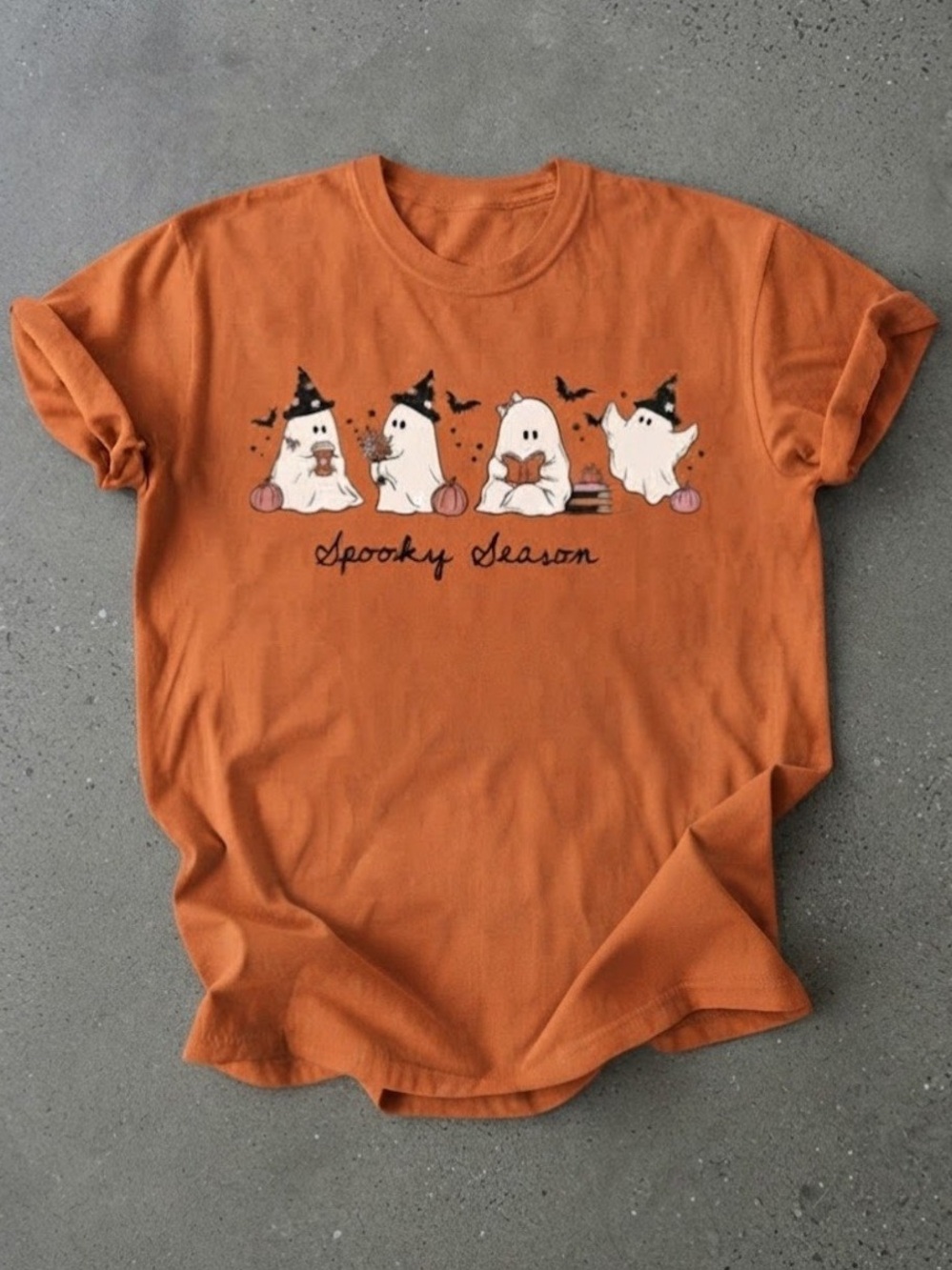 Spooky Season Cute Little Ghosts Halloween Orange Gildan T-Shirt